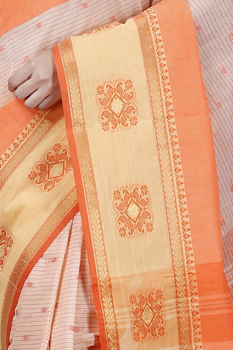 Orange Pure Cotton Uma Tant Saree (1147)